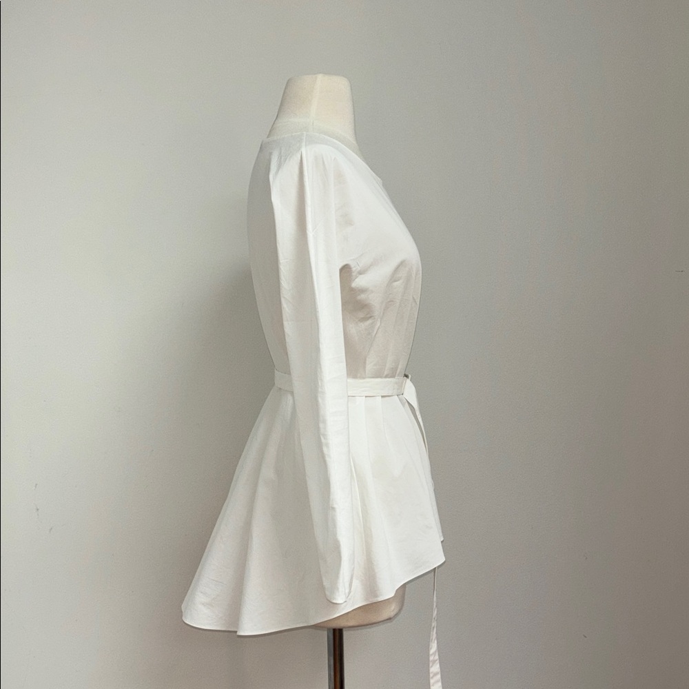 THE ROW White Belted Women's Blouse Cotton Elastane - Picture 2 of 10